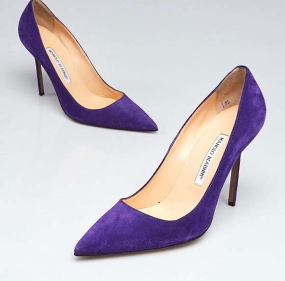Manolo Blahnik Purple Suede BB Pointed Toe Pumps
